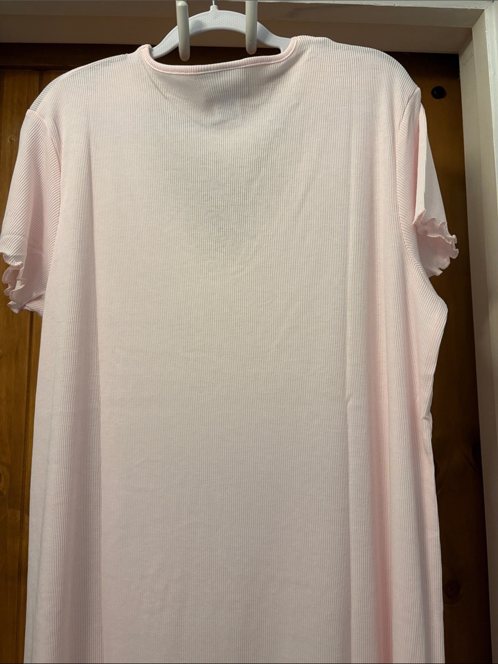The Company Store Cooling Short Sleeve Nightgown In Poly/Cotton Pink New - Picture 6 of 6